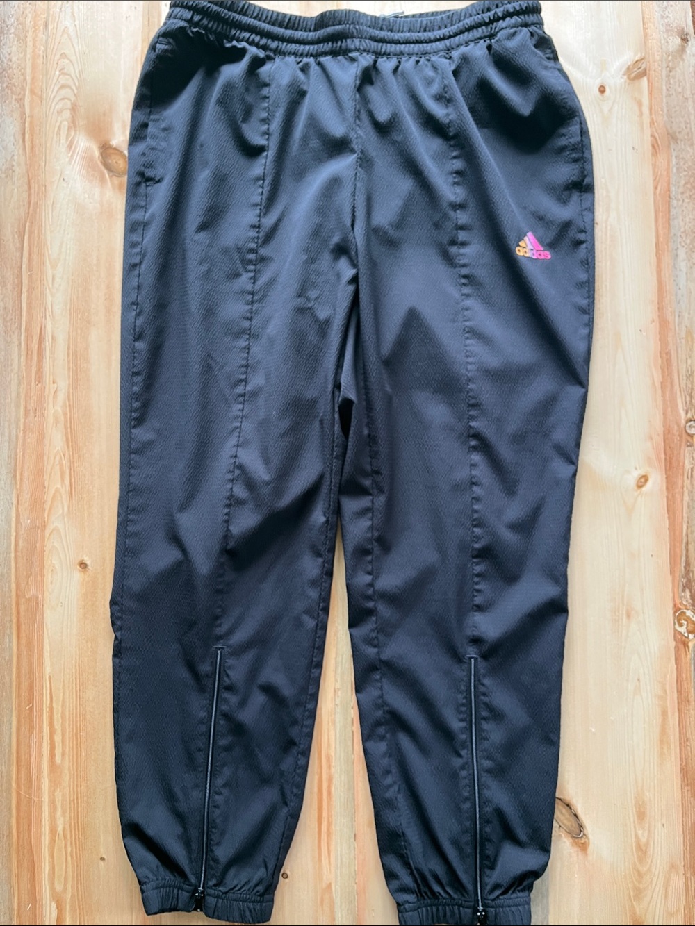 adidas Black Sweatpants with Pink and Orange Logo Accent